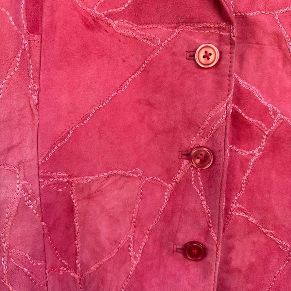Large Vintage Pink Patchwork Leather Jacket - Picture 6 of 7